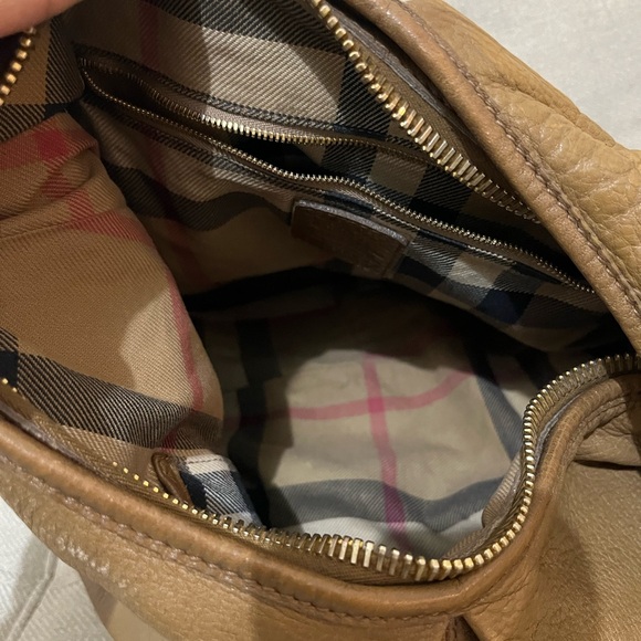 Burberry Large Brown Tan Leather Malika Shoulder Hobo Handbag 12 x18 x4 - Picture 8 of 8